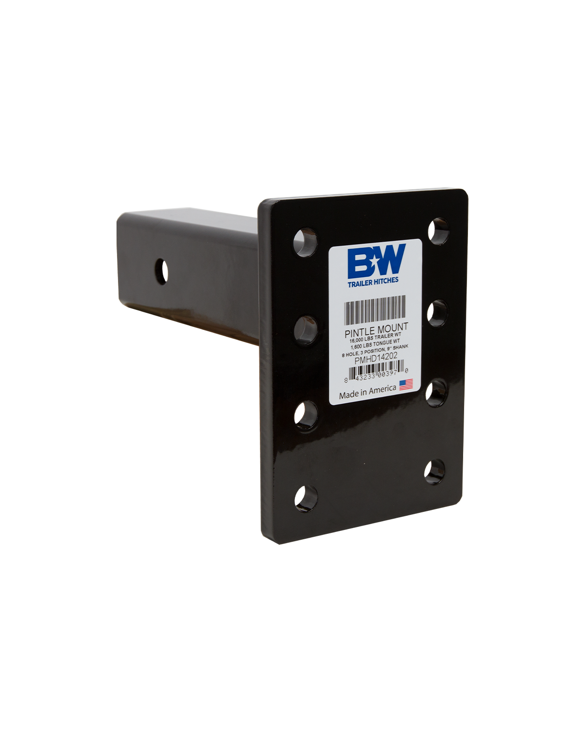 Heavy Duty Pintle Plate - 16K, 8 Hole, 3 Position, 2.5"x9" Shank (PMHD14202)
