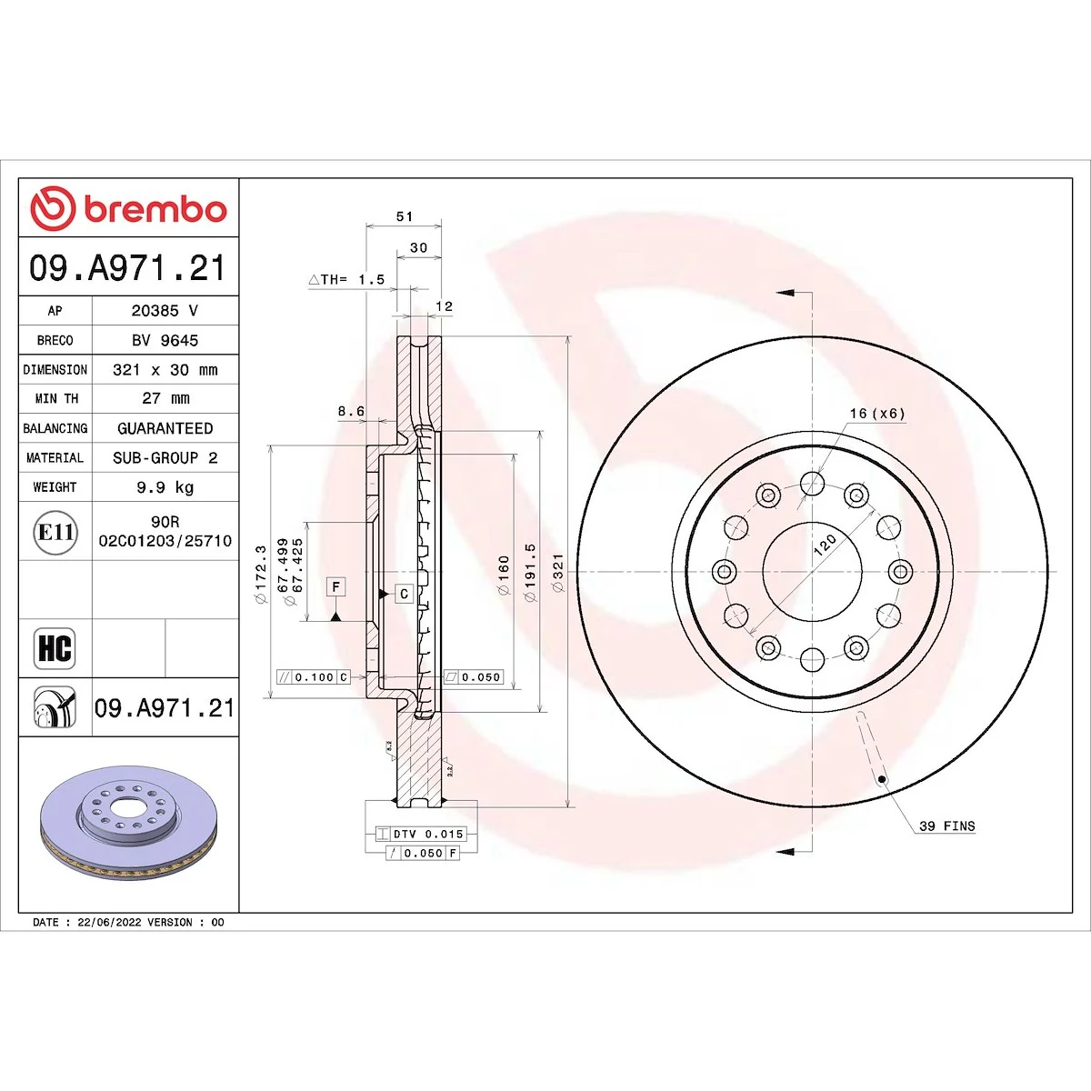 Brembo Discbrakerotor Venteddisc