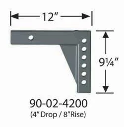 Equalizer Hitch Shank 8" Rise 4" Drop