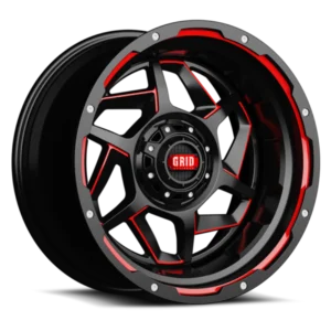 GRID Off-Road GD14 20x9.0 6x135/6x139.7 15mm Offset - Gloss Black / Red