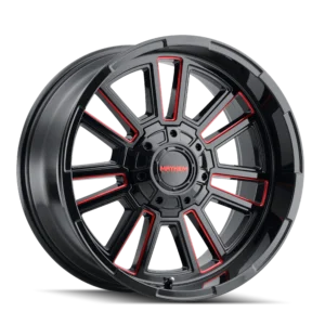 Wheel Group 8115 Apollo Gloss Black Prism Red Milled 20x9 8x170 0mm Offset