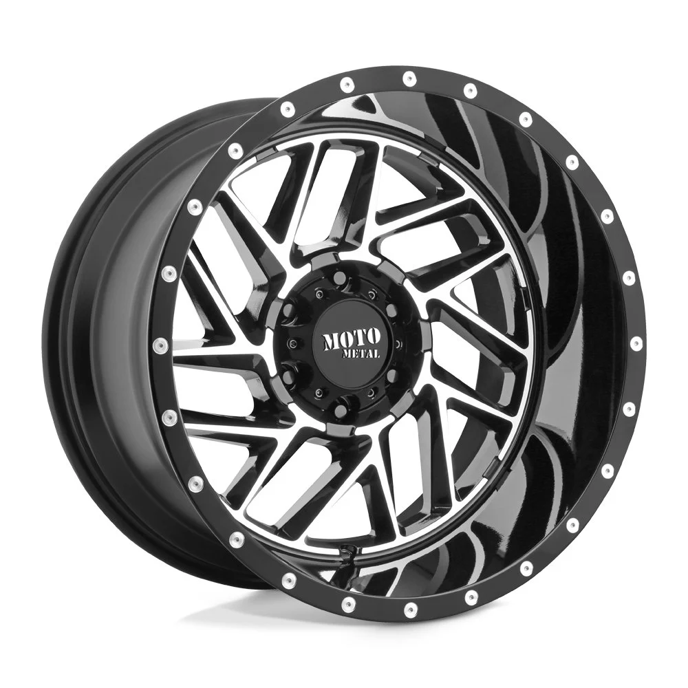 Moto Metal MO985 Breakout in Gloss Black Machined - photo may show a different lug count; this part is 6x139.7