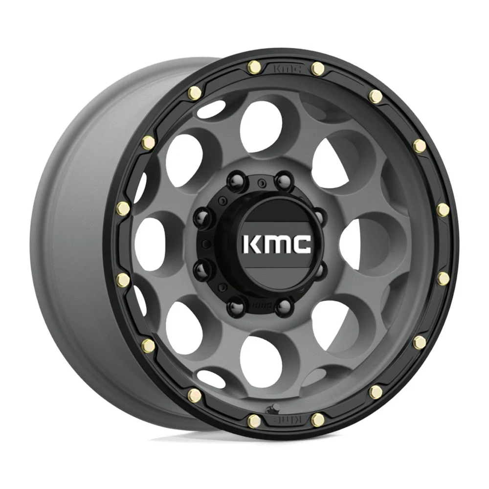 KMC KM541 Dirty Harry in Satin Gray w/ Black Lip - photo may show a different lug count; this part is 8x165.1