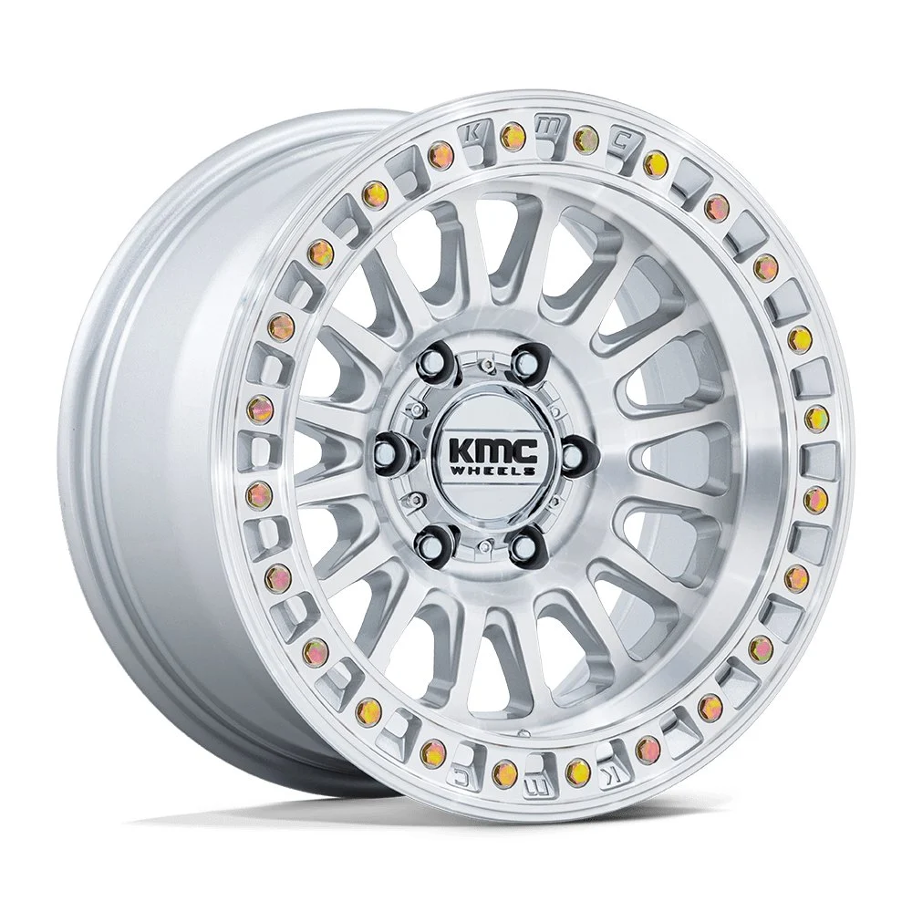 KMC KM552 IMS in Gloss Silver Machined Face - photo may show a different lug count; this part is 6x139.7