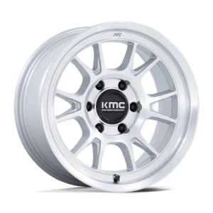 KMC KM729 Range in Gloss Silver Machined Face - photo may show a different lug count; this part is 6x135