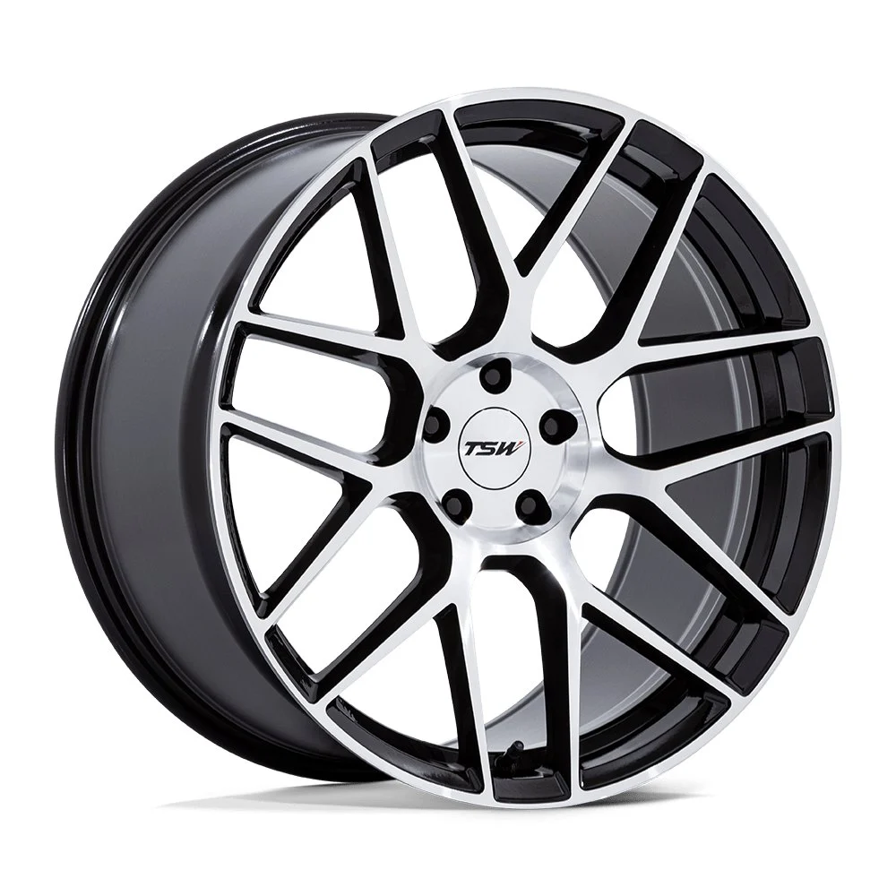 TSW TW002 Lasarthe in Gloss Black Machined - photo may show a different lug count; this part is 5x112