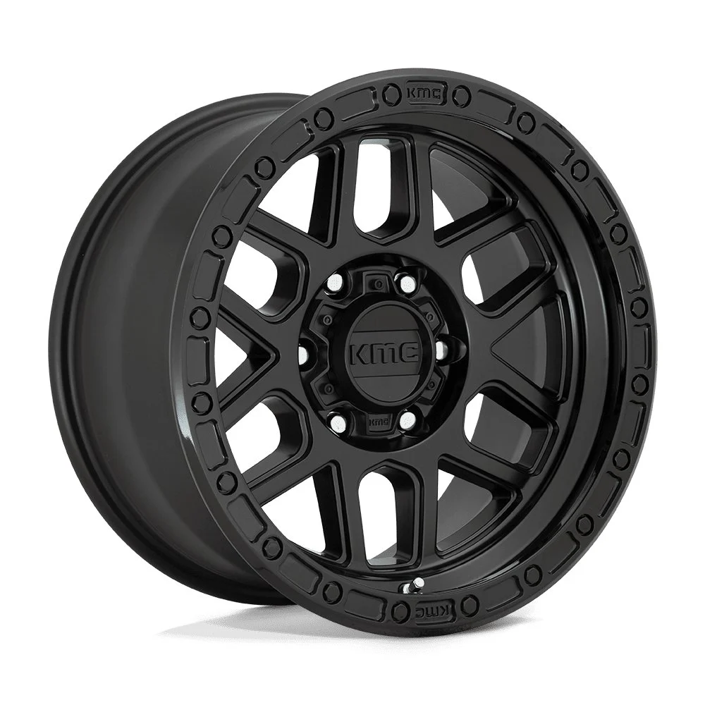 KMC KM544 Mesa in Satin Black w/ Gloss Black Lip - photo may show a different lug count; this part is 6x135