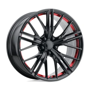 Performance Replicas PR194 in Gloss Black Red Machined - photo may show a different lug count; this part is 5x120