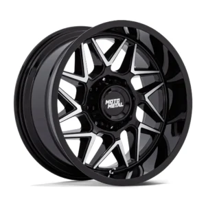 Moto Metal MO812 Turbine in Gloss Black Machined - photo may show a different lug count; this part is 5x139.7