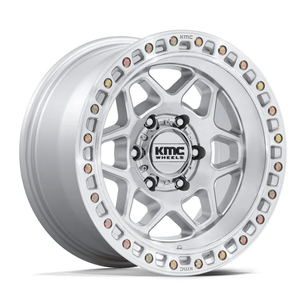 KMC KM553 Torx in Gloss Silver Machined Face - photo may show a different lug count; this part is 5x127