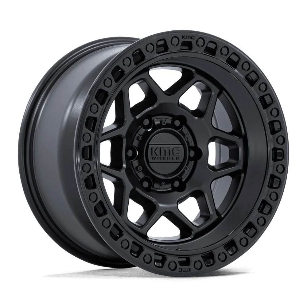 KMC KM553 Torx in Matte Black Gloss w/ Black Lip - photo may show a different lug count; this part is 6x139.7