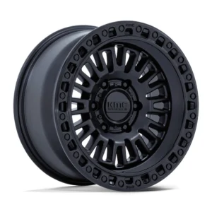 KMC KM554 Aztec in Matte Black w/ Gloss Black Lip - photo may show a different lug count; this part is 6x120
