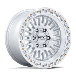 KMC KM554 Aztec in Gloss Silver Machined - photo may show a different lug count; this part is 6x139.7