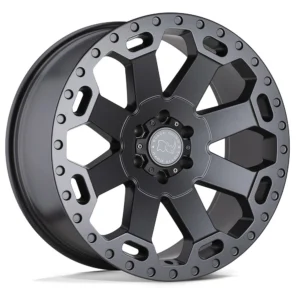 Black Rhino Warlord in Matte Gunmetal - photo may show a different lug count; this part is 6x135