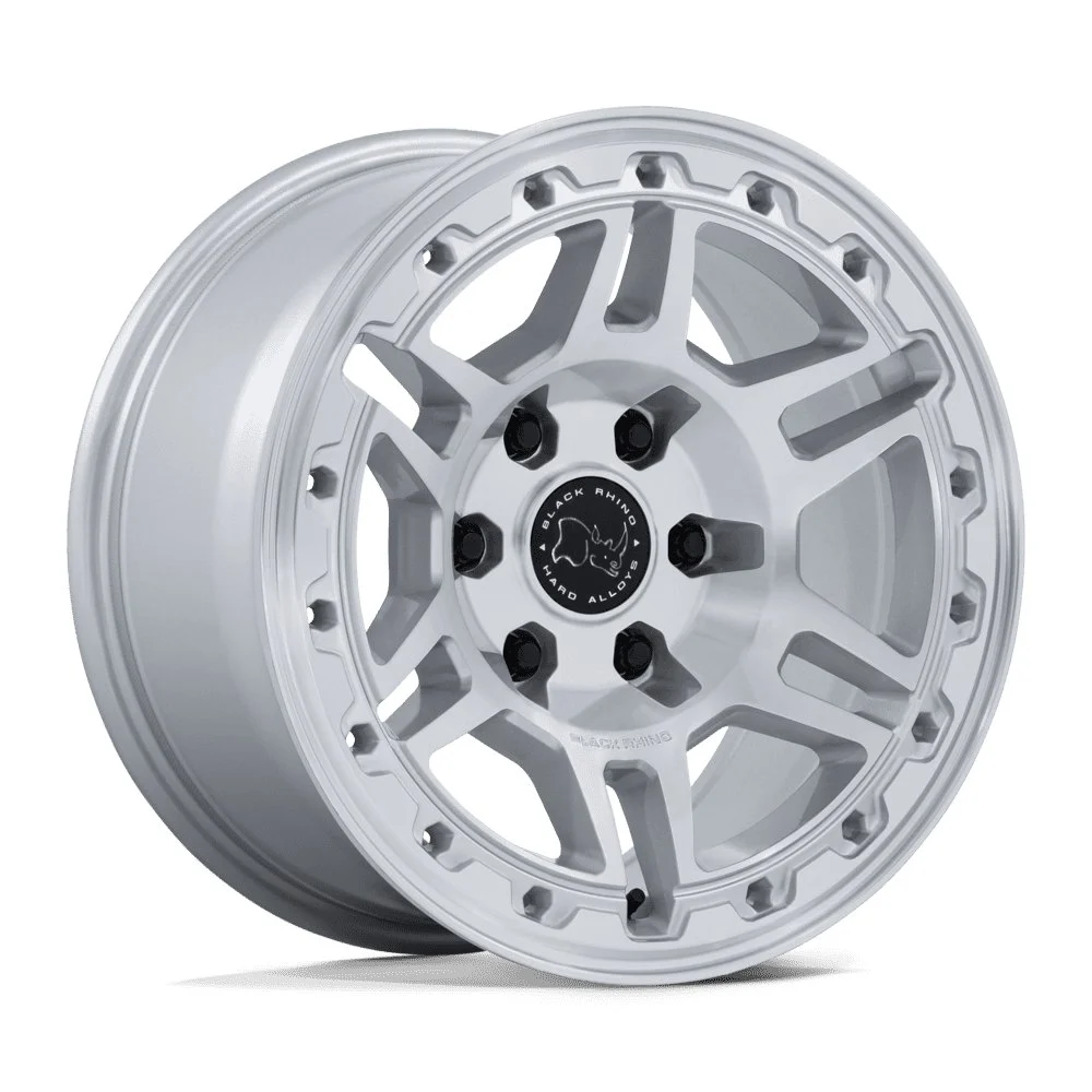 Black Rhino BR039 Vanguard in Gloss Silver Machined Face - photo may show a different lug count; this part is 5x130