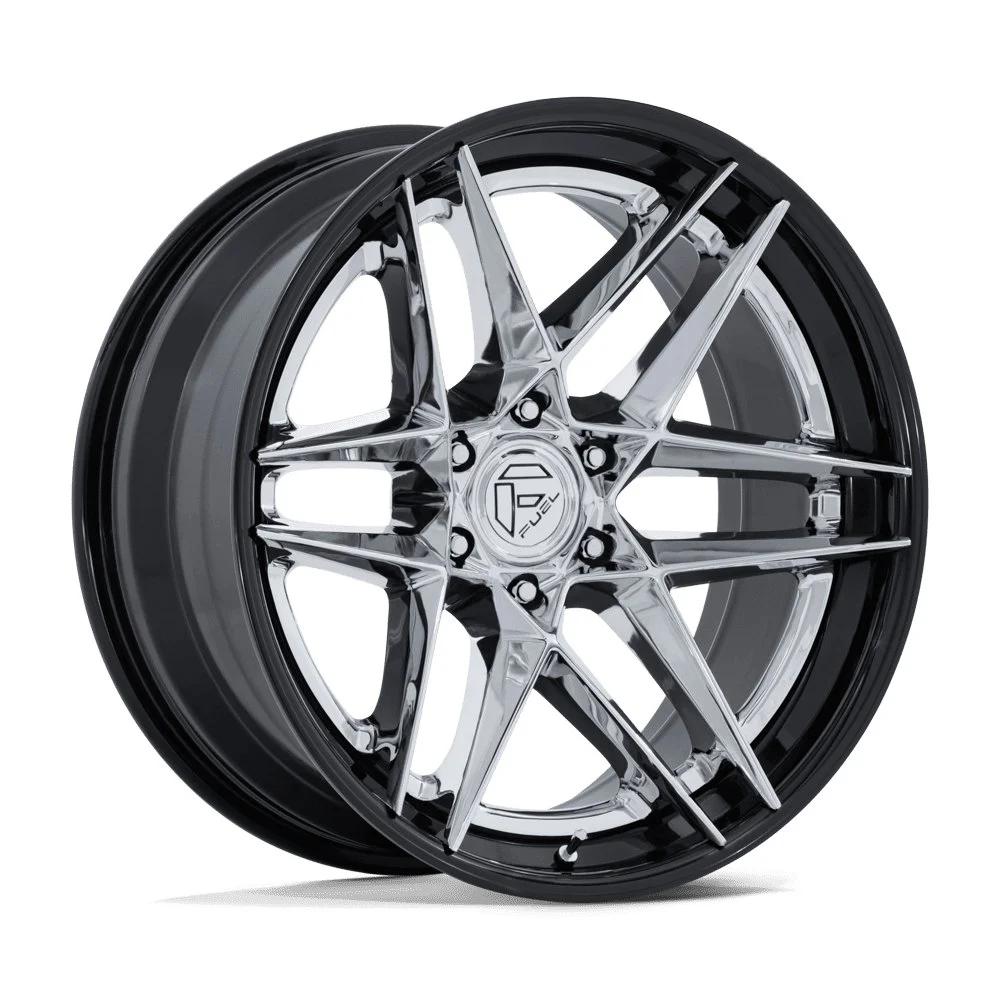 Fuel Off-Road FC408 Flight in Chrome w/ Gloss Black Lip - photo may show a different lug count; this part is 6x139.7