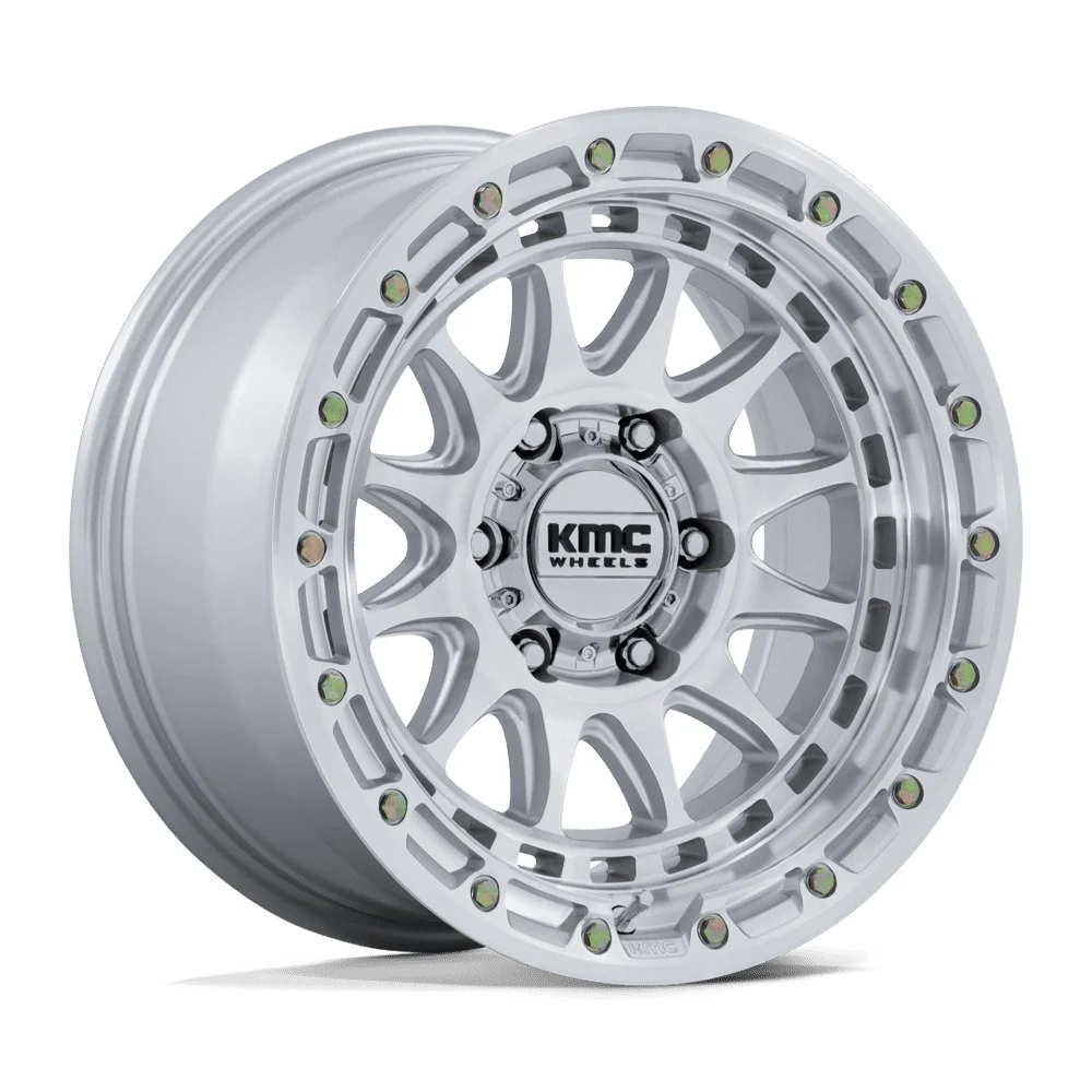 KMC KM556 Crux in Gloss Silver Machined Face - photo may show a different lug count; this part is 8x180