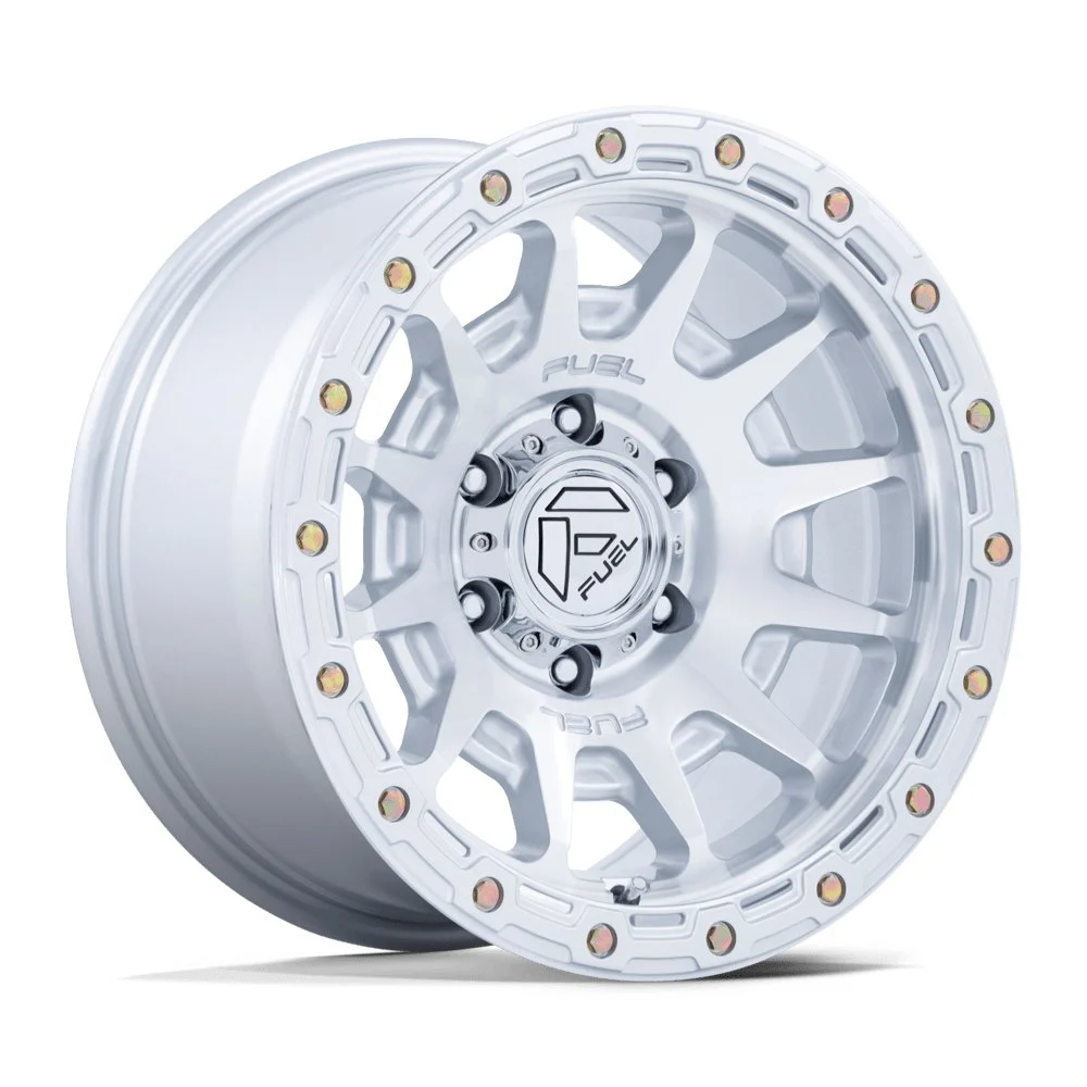 Fuel Off-Road FC884 Fortress in Gloss Silver Machined - photo may show a different lug count; this part is 6x139.7