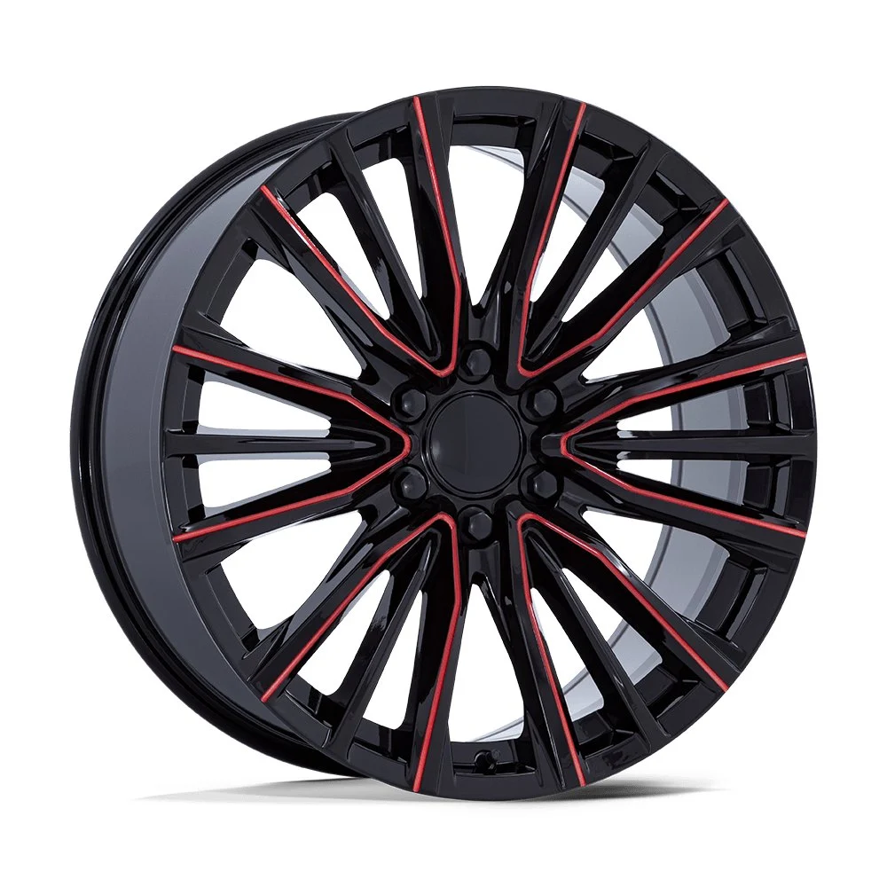 Performance Replicas PR223 in Gloss Black Milled Red - photo may show a different lug count; this part is 6x139.7