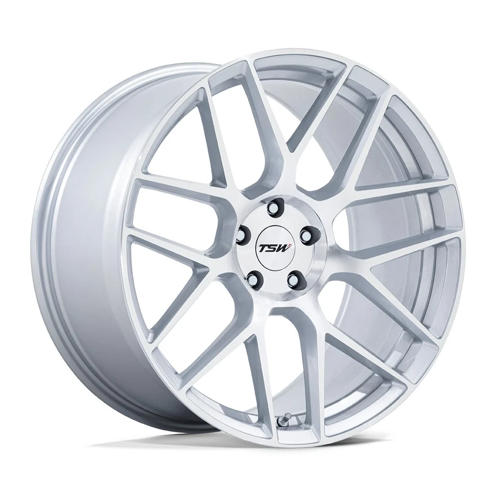 TSW TW002 Lasarthe in Gloss Silver Machined - photo may show a different lug count; this part is 5x112